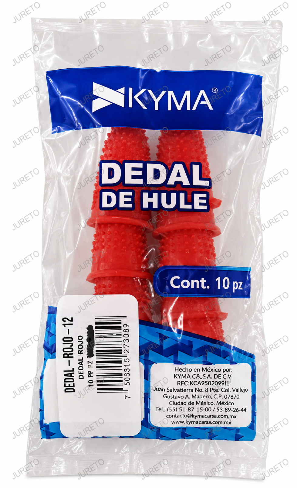 DEDAL DE HULE ROJO NUMERO 12 MARCA KYMA
